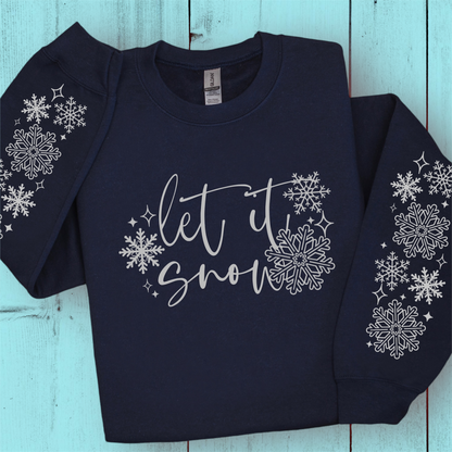 let it snow front + sleeves metallic silver