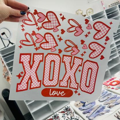 xoxo hearts + sleeves clear film screen print