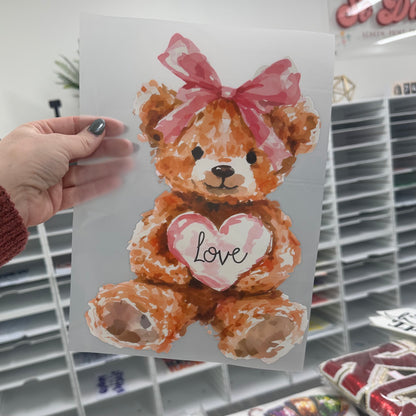 valentine teddy bear clear film transfer