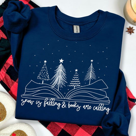 snow is falling & books are calling screen print transfer