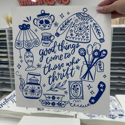good things come to those who thrift screen print transfer