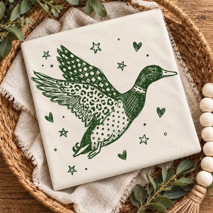 mallard duck single color screen print transfer•