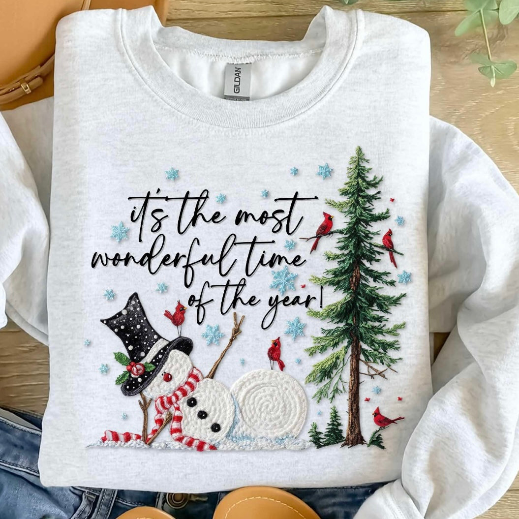 winter snowman faux yarn DTF 300°