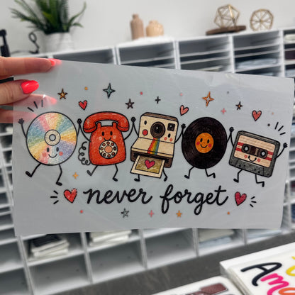 never forget nostalgic doodles clear film screen print