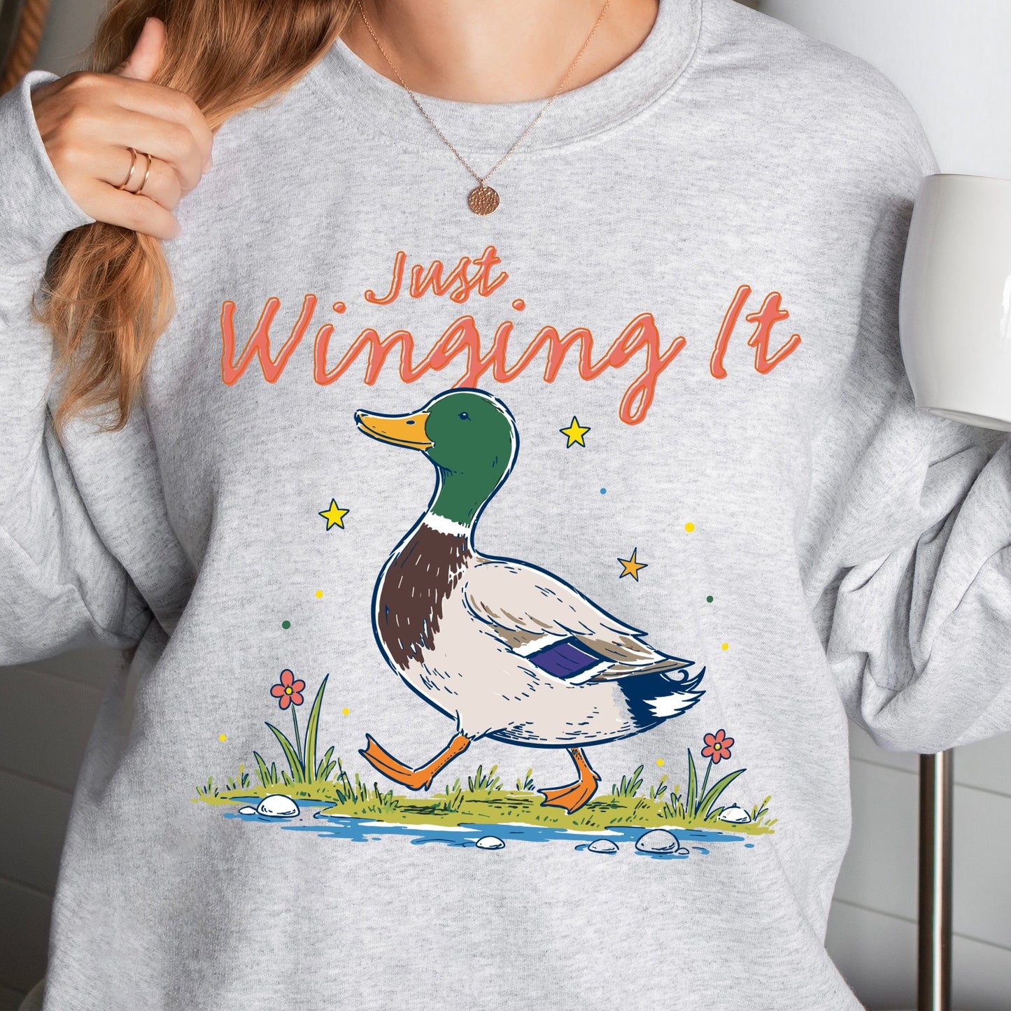 just winging it duck clear film screen print