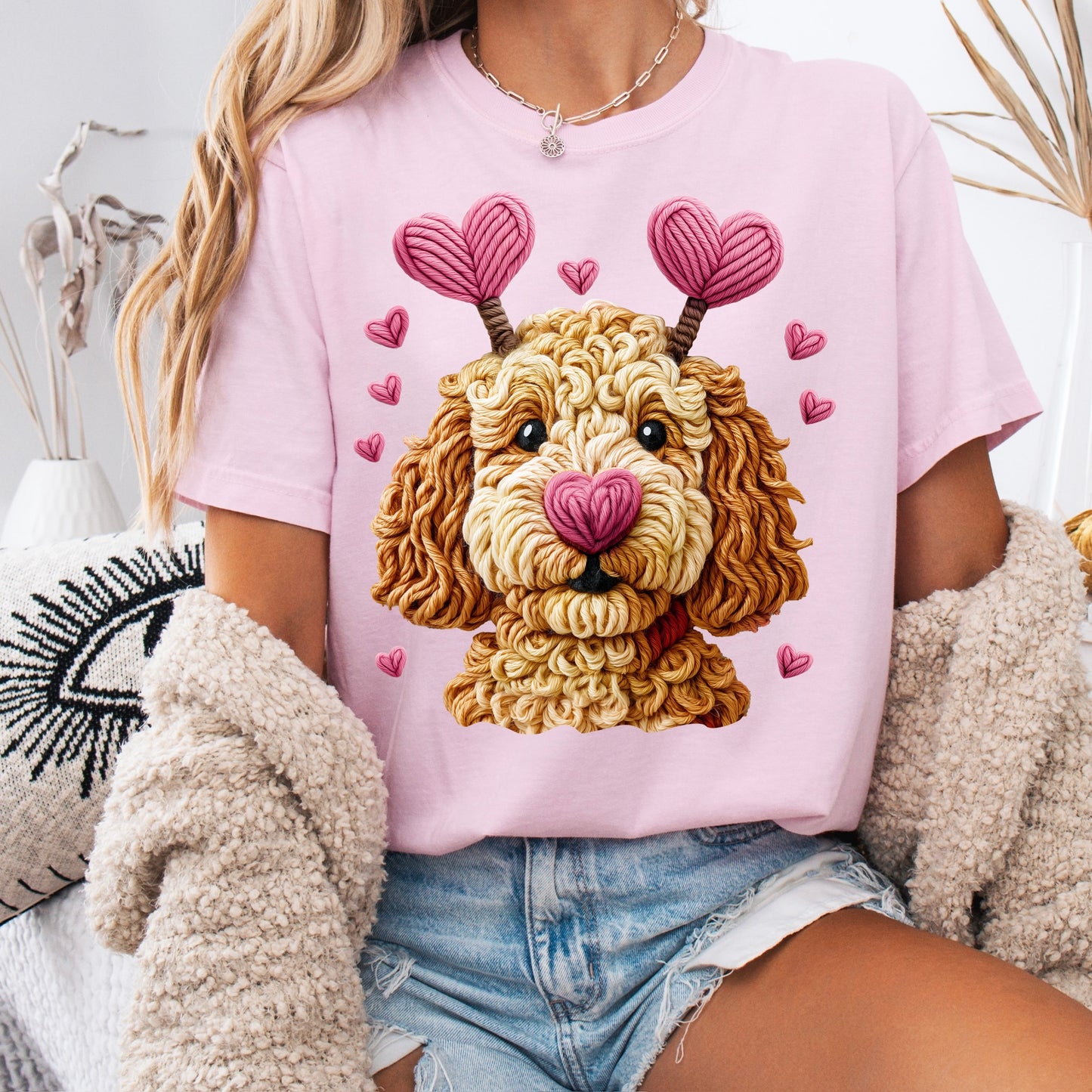 valentine doodle dog clear film screen print