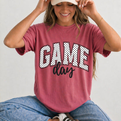 game day polka dot clear film screen print