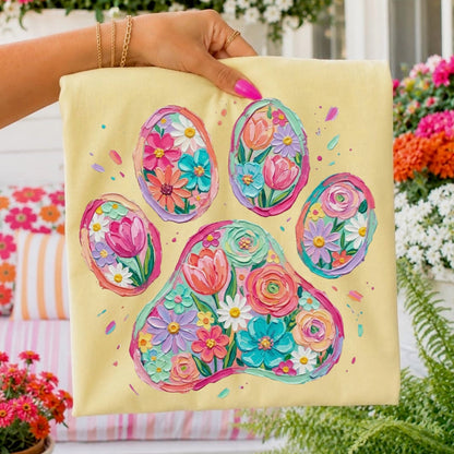floral paw print clear film screen print