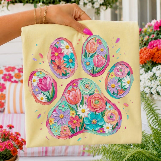 floral paw print clear film screen print