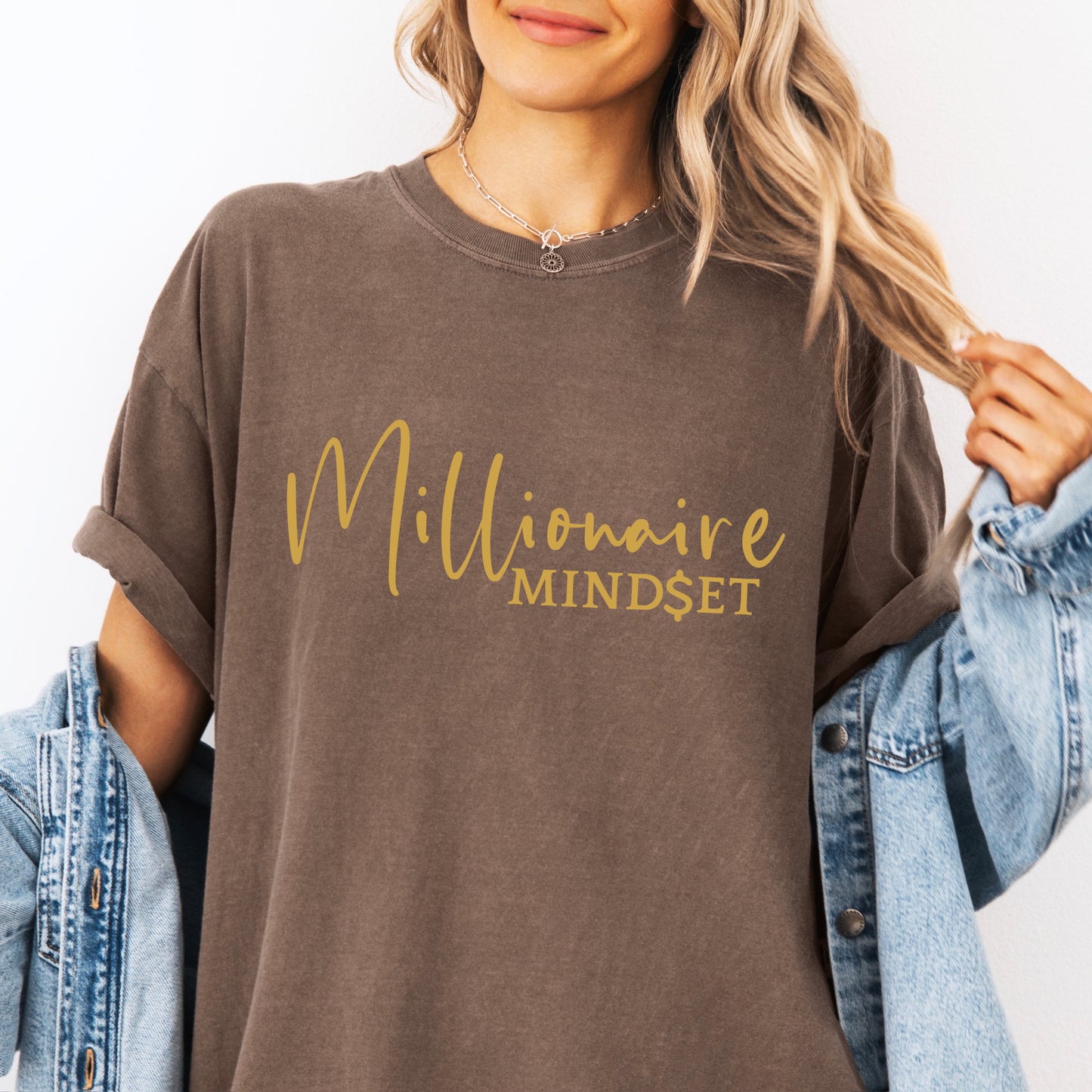 MILLIONAIRE MINDSET METALLIC GOLD screen print transfer