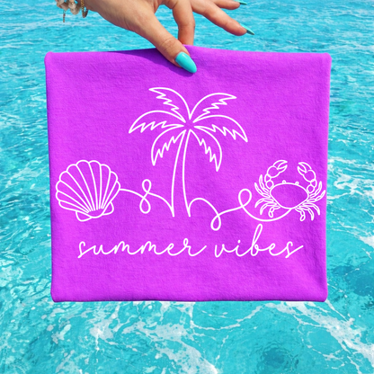 crab summer vibes line art screen print transfer•