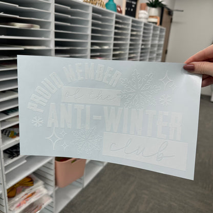 Anti-winter club screen print transfer