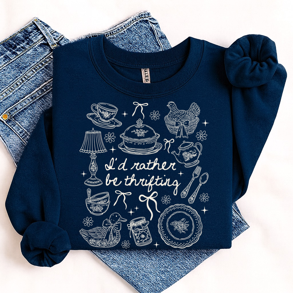 id rather be thrifting screen print transfer•