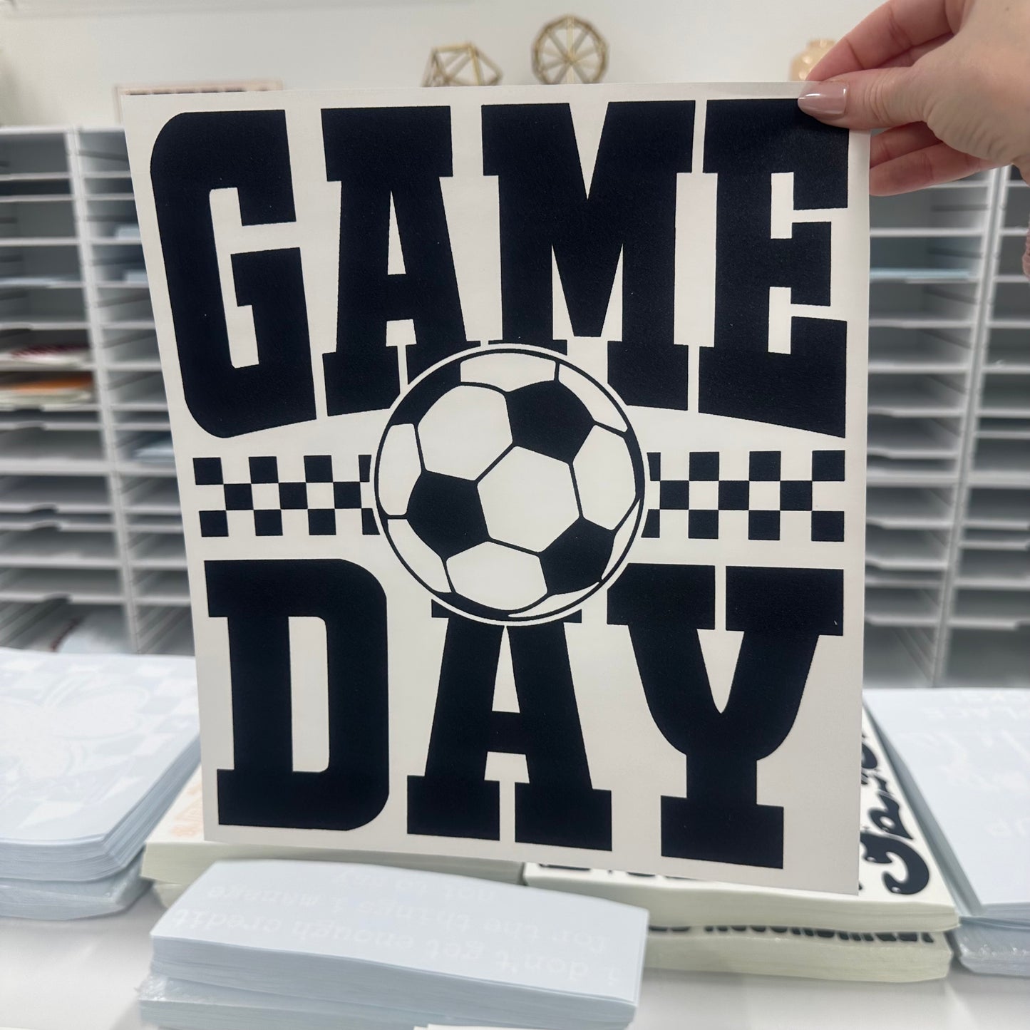 Soccer game day screen print transfer