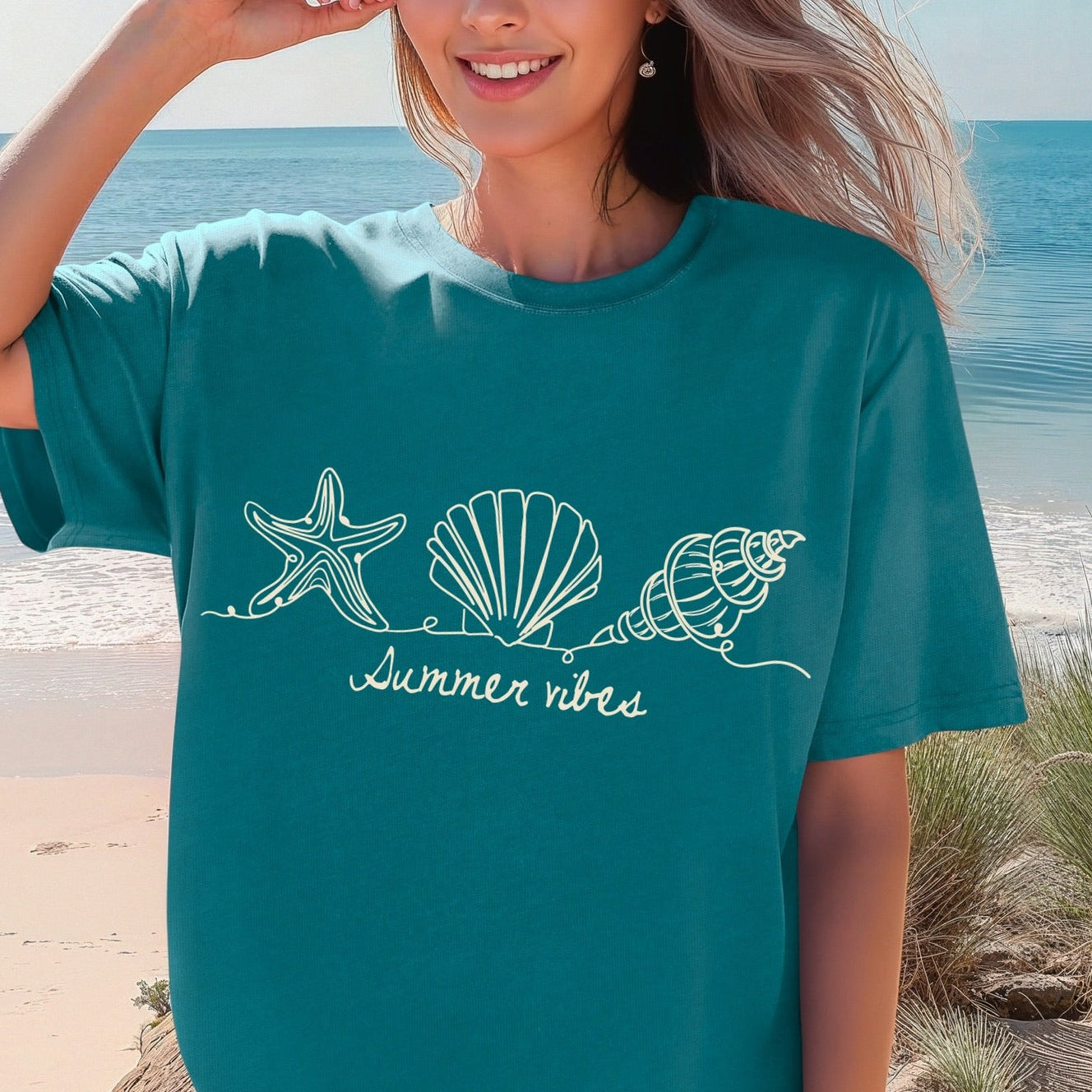 sea shells summer vibes screen print transfer