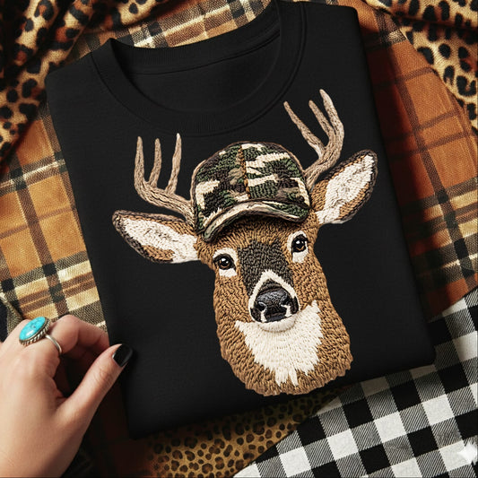 camo faux yarn deer clear film screen print
