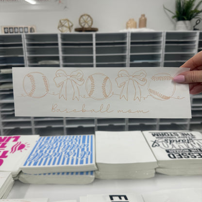 line art baseball mom screen print transfer•