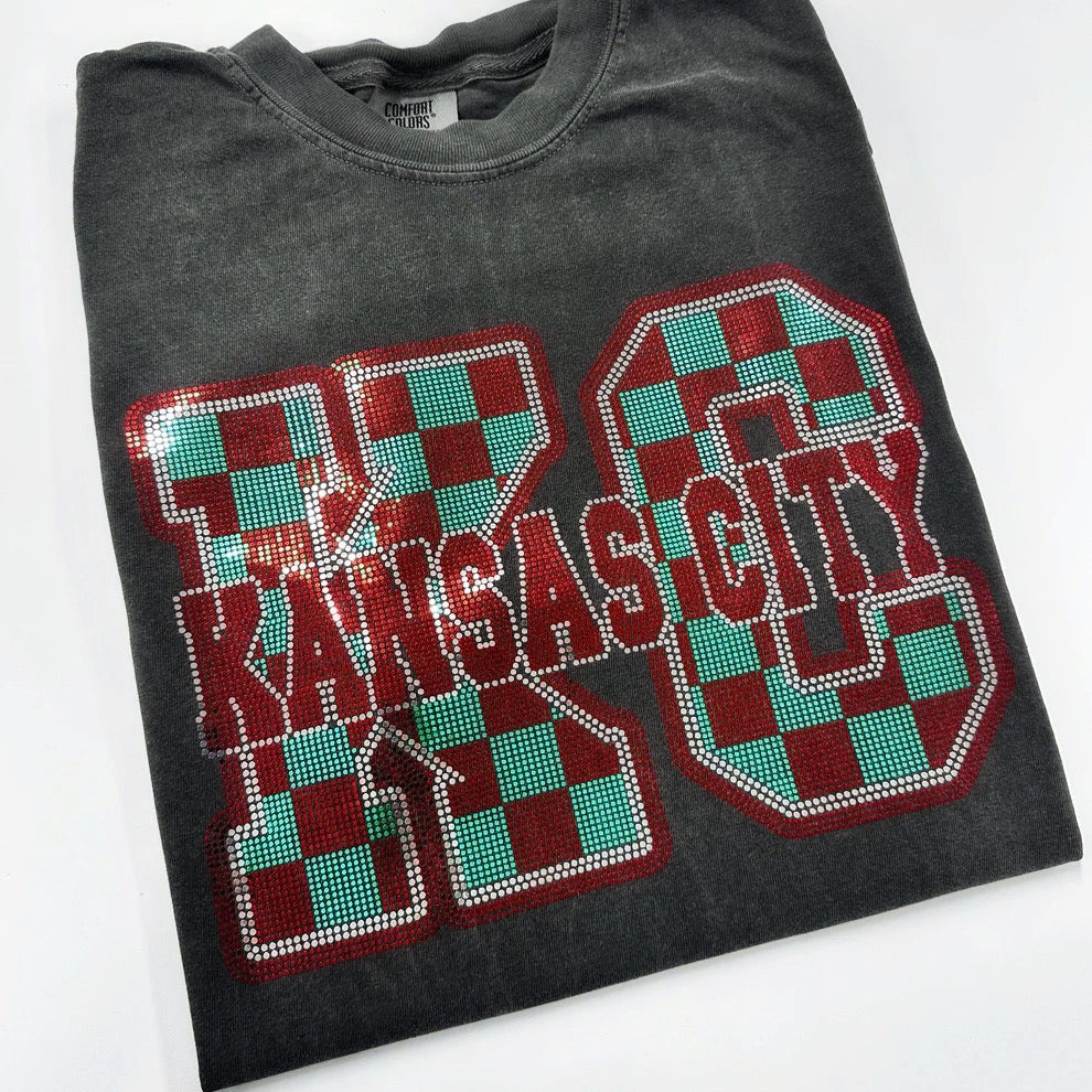 Spangle Transfer - KANSAS CITY SOCCER checkered RED/TEAL