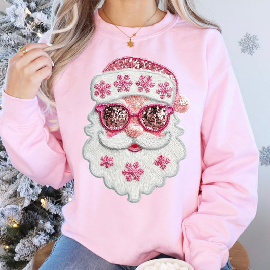 Pink sequins santa clear film transfer