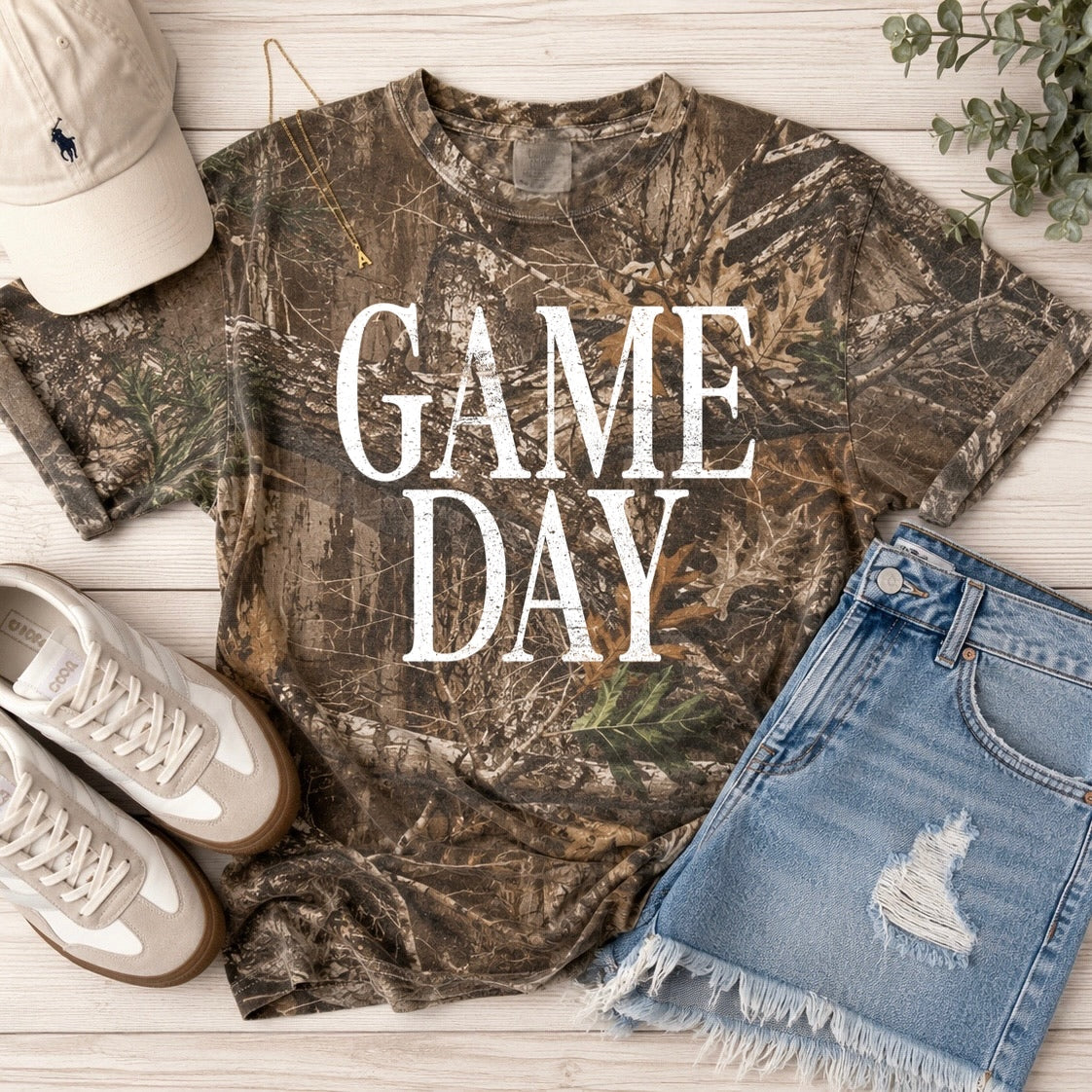 white distressed Game Day screen print transfer