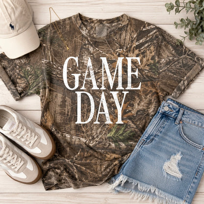 white distressed Game Day screen print transfer