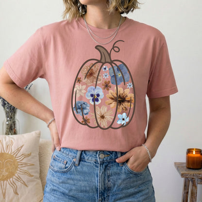 blue watercolor floral pumpkin clear film screen print