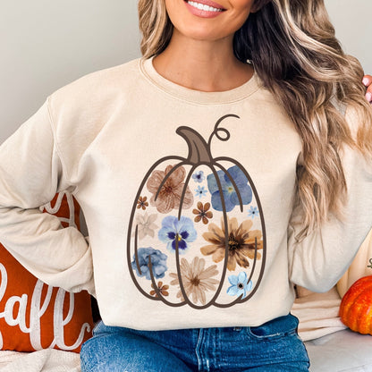 blue watercolor floral pumpkin clear film screen print