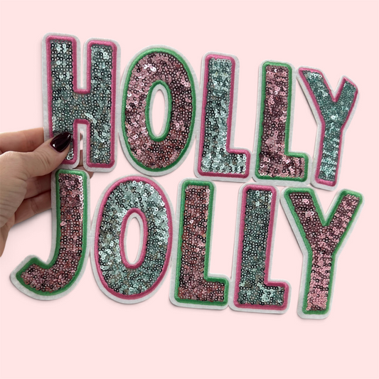 Sequins Patch - Holly Jolly pink + green