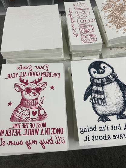 CHRISTMAS/WINTER Screen print transfer grab bag - 10 transfers d t f + screen prints