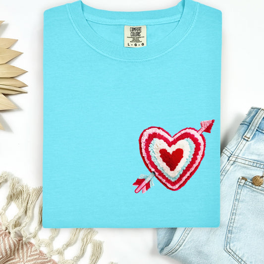 POCKET fluffy faux yarn heart