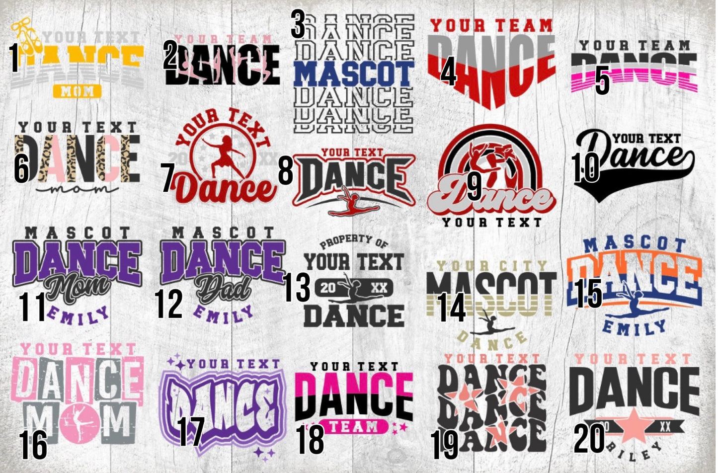 semi-custom DANCE mascot (design set up only)