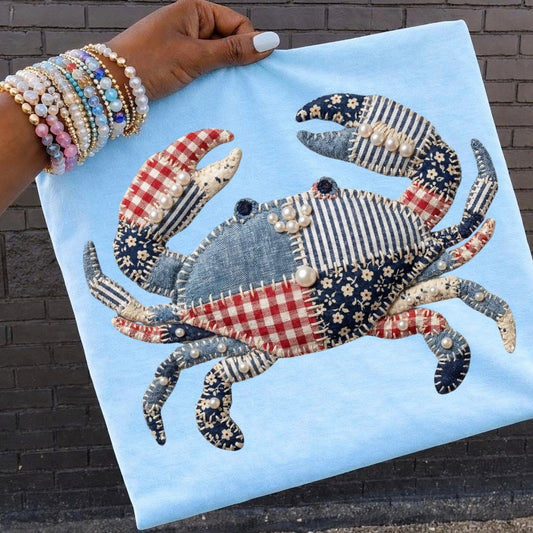 patchwork crab clear film screen print