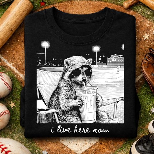 i live here now baseball screen print transfer•