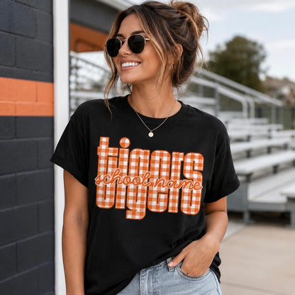 semi-custom mascot gingham simple font - 1 or 2 color (design set up only)