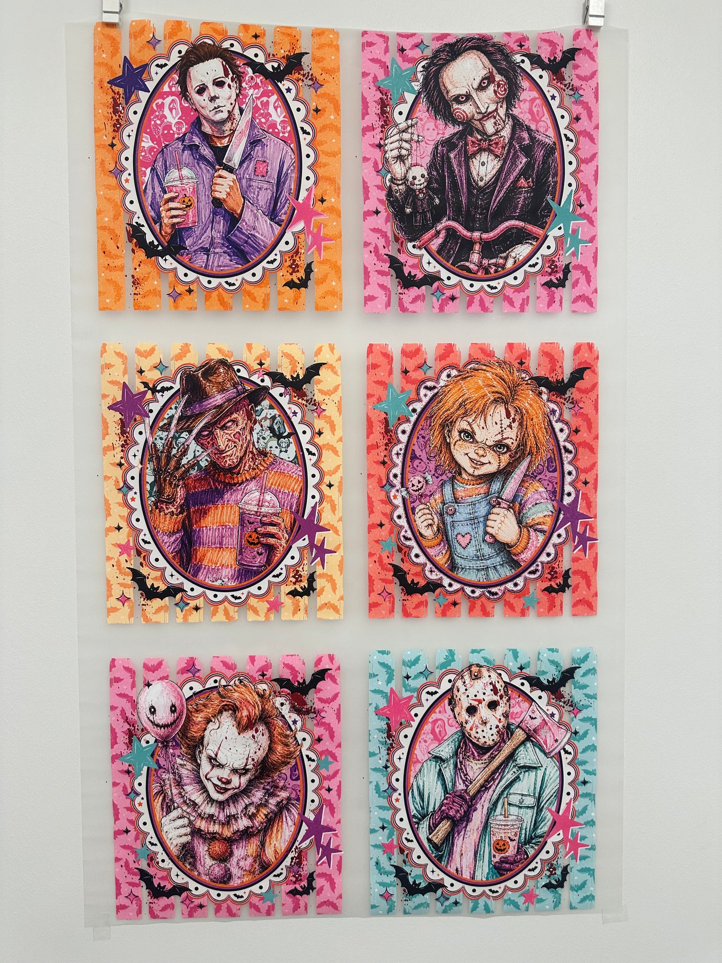 READY TO SHIP dtf PREPPY HORROR gang sheet pre-cut
