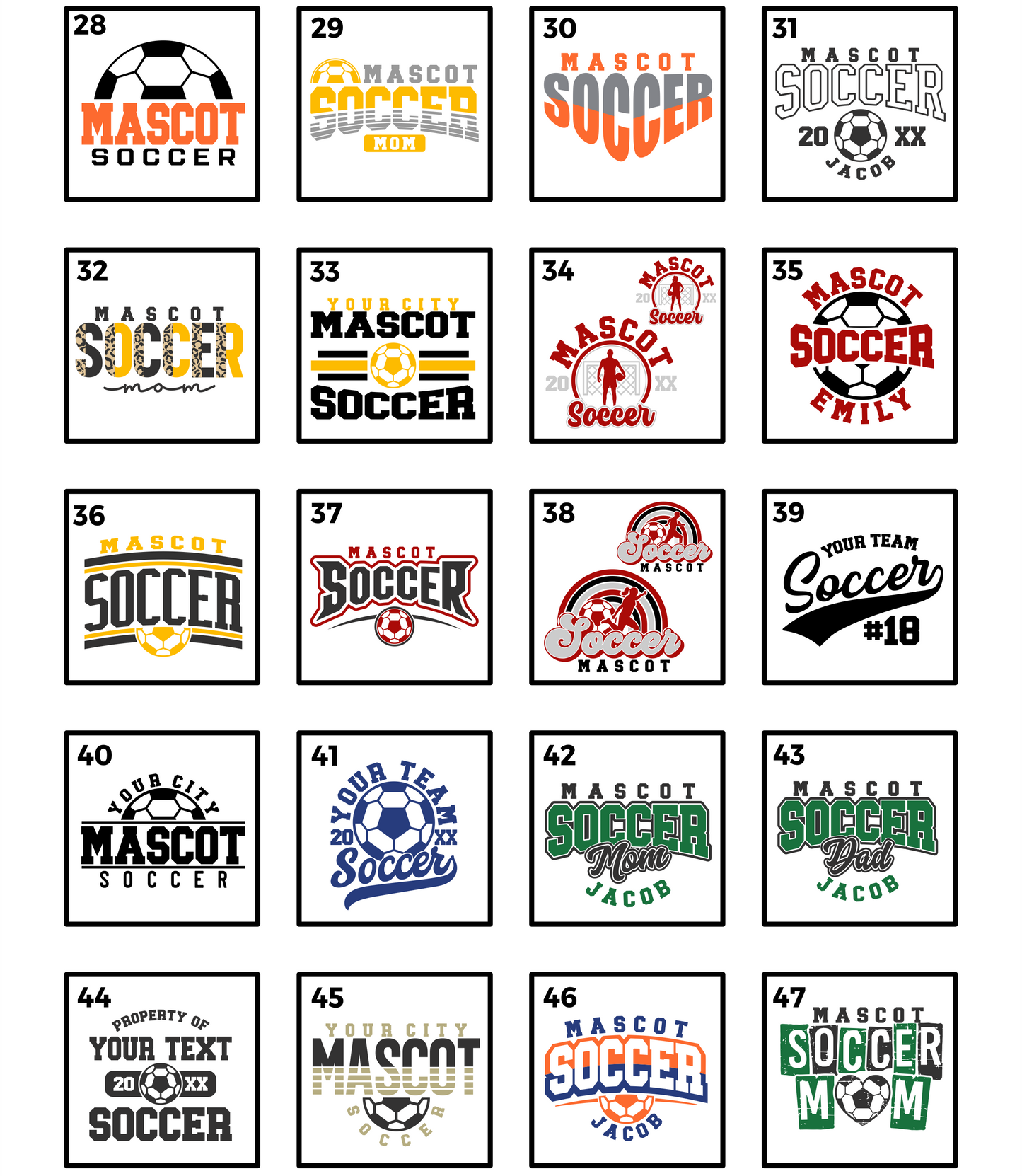 semi-custom SOCCER mascot (design set up only)