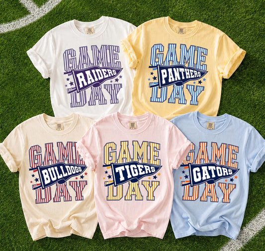 semi-custom game day stripe mascot - 2 colors (design set up only)