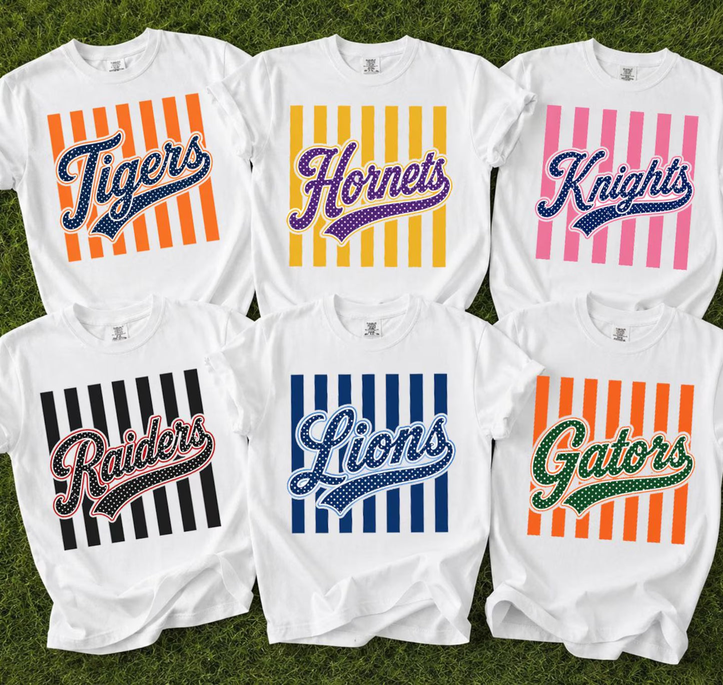 semi-custom polka dot stripe mascot - 2 colors (design set up only)