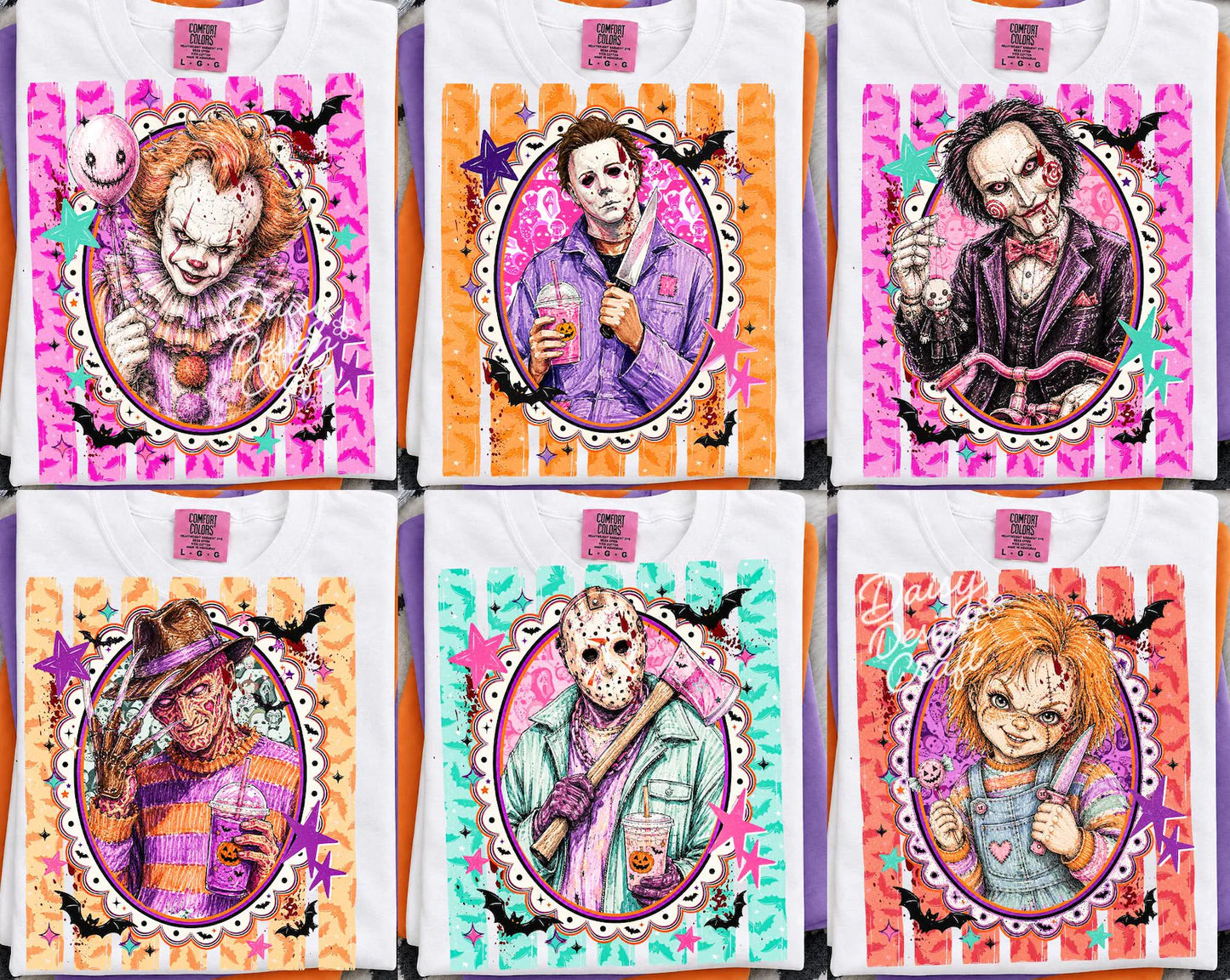 READY TO SHIP dtf PREPPY HORROR gang sheet pre-cut