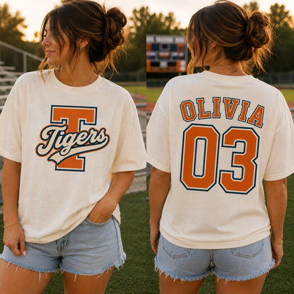semi-custom mascot varsity front & back - 2 colors (design set up only)