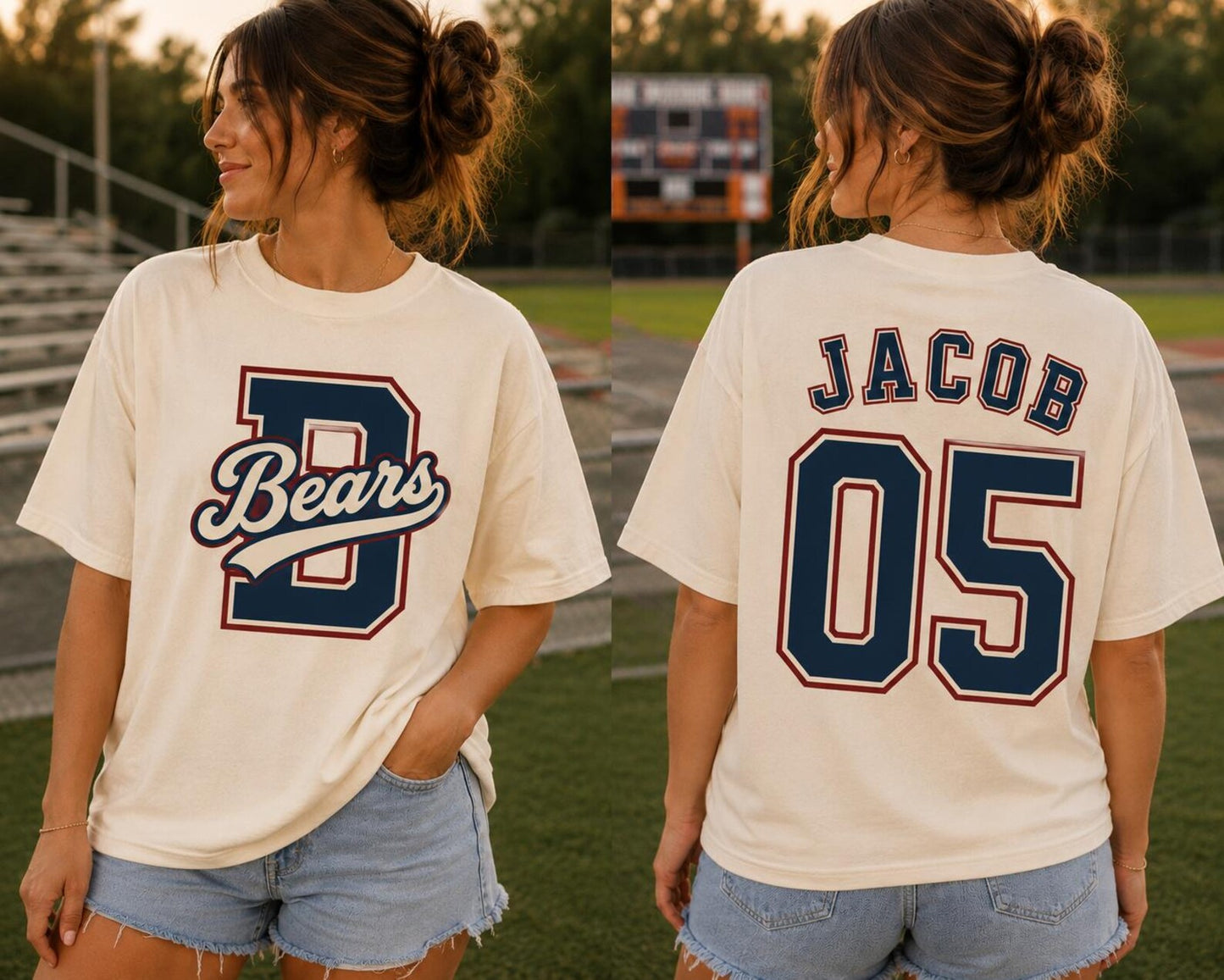 semi-custom mascot varsity front & back - 2 colors (design set up only)