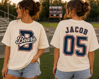 semi-custom mascot varsity front & back - 2 colors (design set up only)