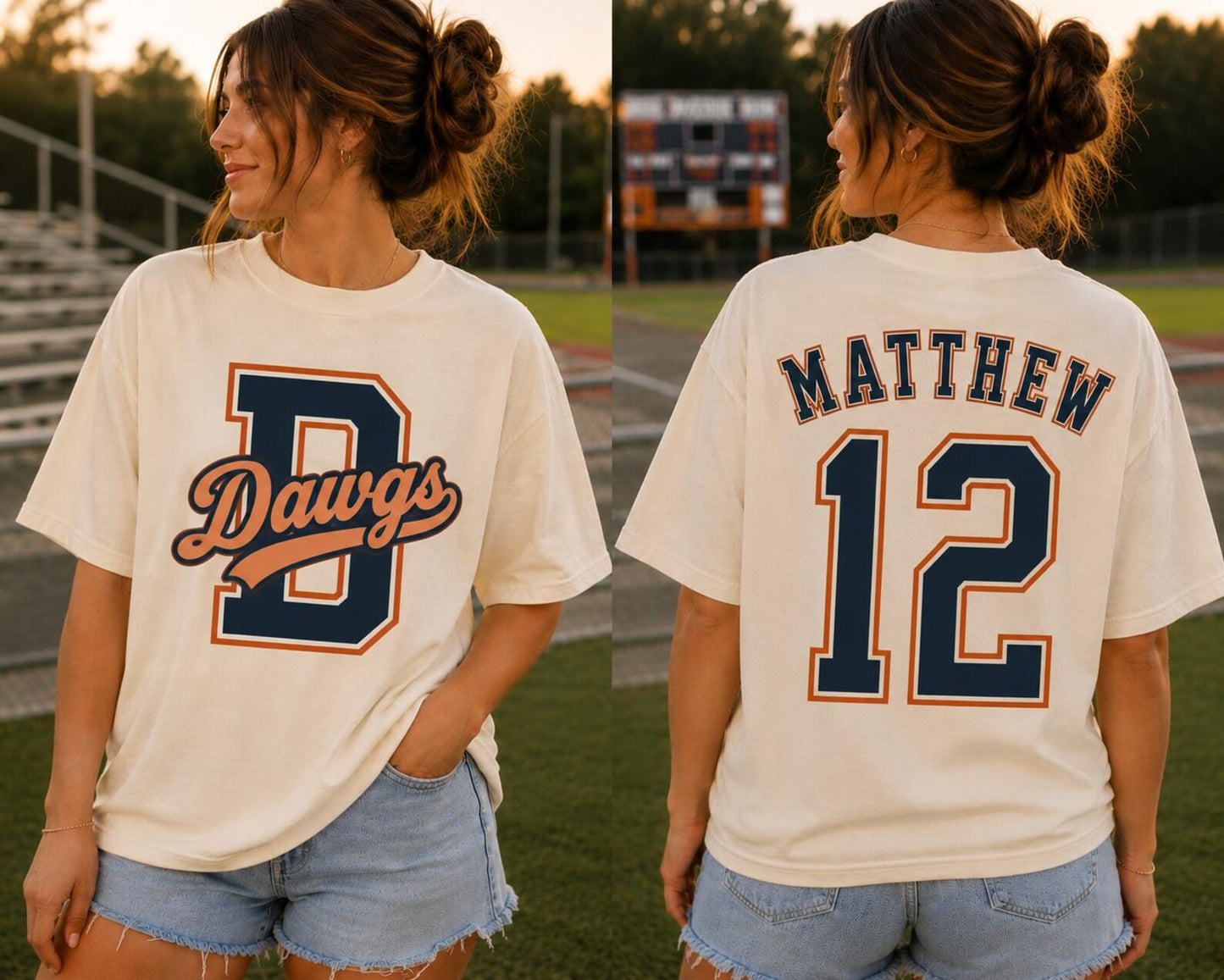 semi-custom mascot varsity front & back - 2 colors (design set up only)