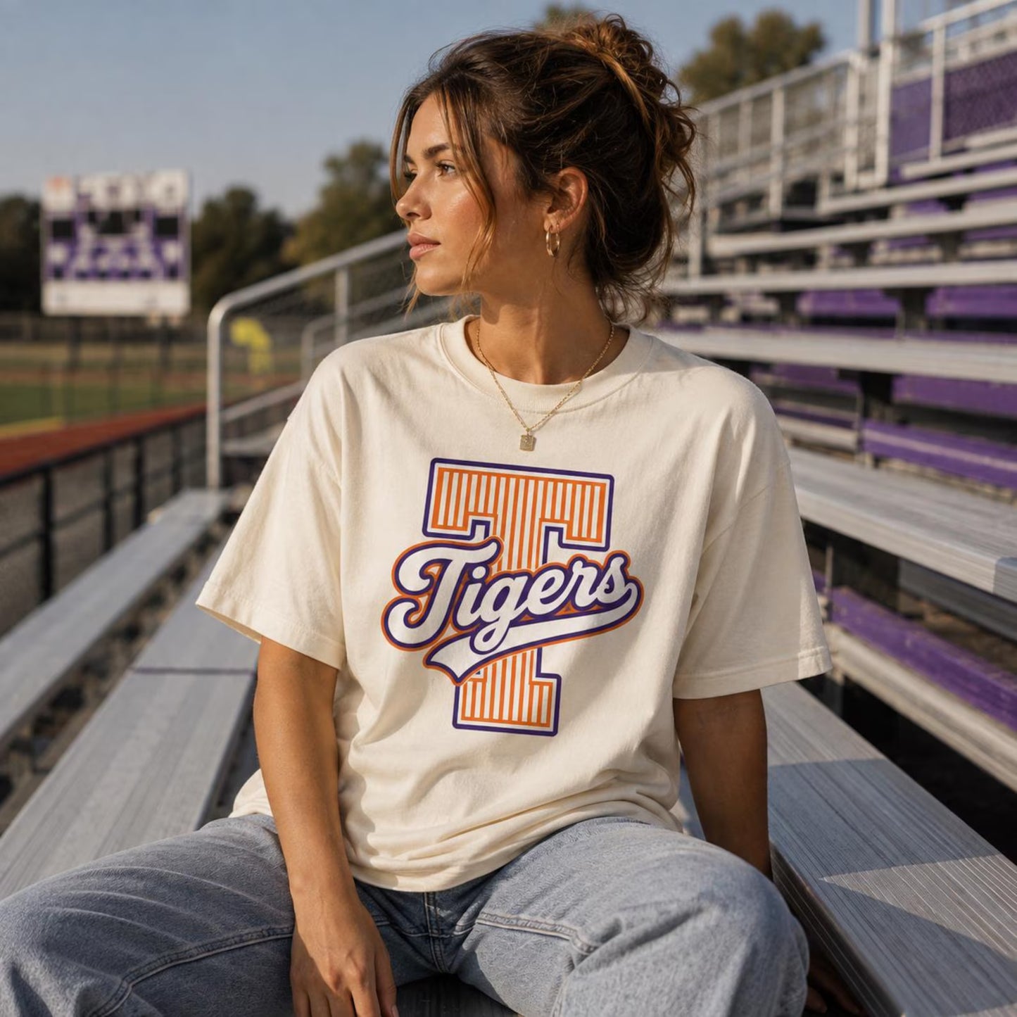semi-custom mascot varsity stripe - 2 colors (design set up only)