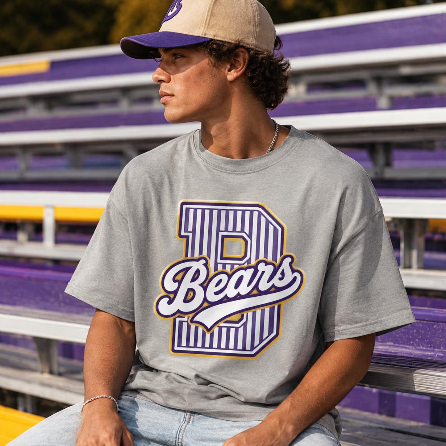 semi-custom mascot varsity stripe - 2 colors (design set up only)