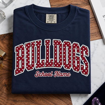 semi-custom mascot scallop polka dot - 1 color (design set up only)