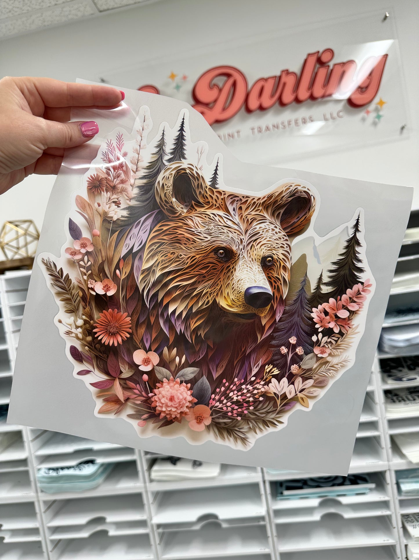 3D effect Floral Bear