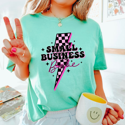 Small Business Babe bolt screen print transfer