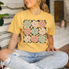 Checker Smiling Flowers Retro