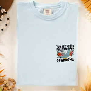 pocket screen print you are worth more than many sparrows